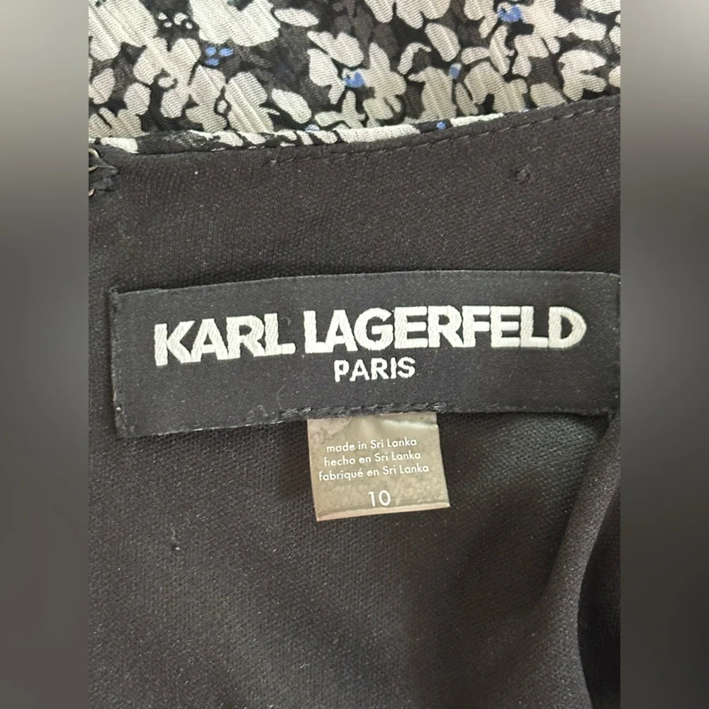 Sz 10 Karl Lagerfeld Paris floral midi Chiffon Ruffled Fit & Flare Dress - Picture 10 of 11